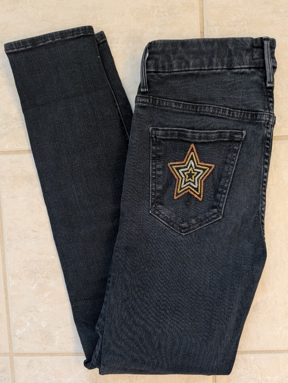 Mother Black Women's Star-Embellished Jeans Size 26